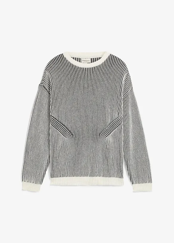 Pull côtelé ample en coton mélangé, bonprix
