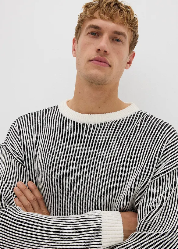 Pull côtelé ample en coton mélangé, bonprix