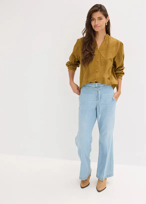 Chemisier en coton avec broderies anglaises, bonprix