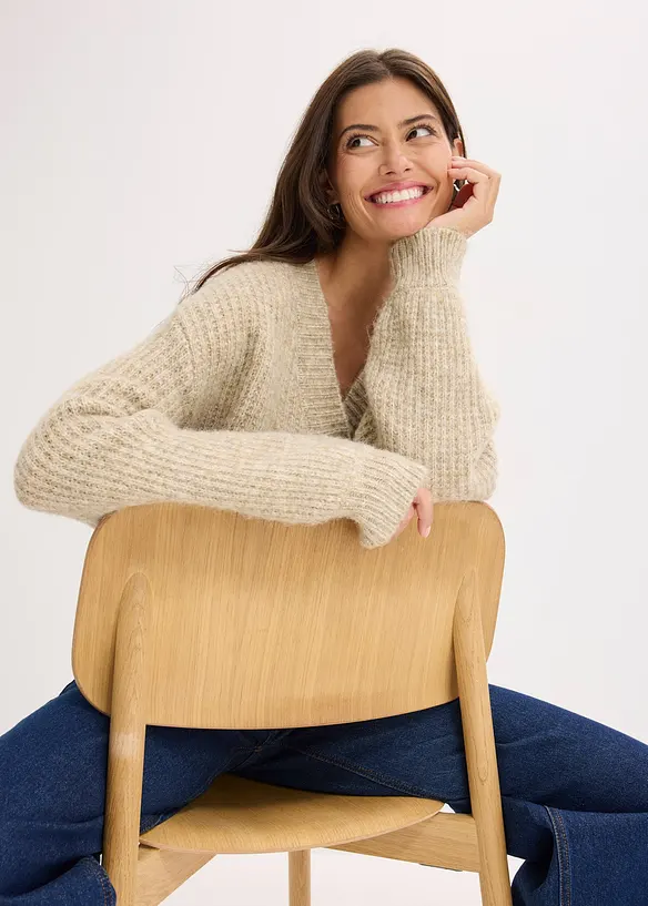 Gilet doux en grosse maille de laine mélangée, bonprix