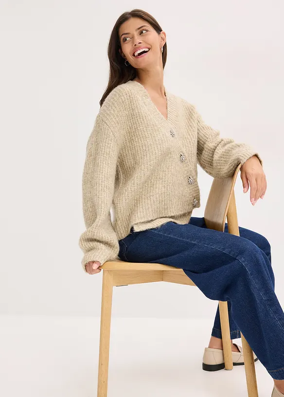 Gilet doux en grosse maille de laine mélangée, bonprix