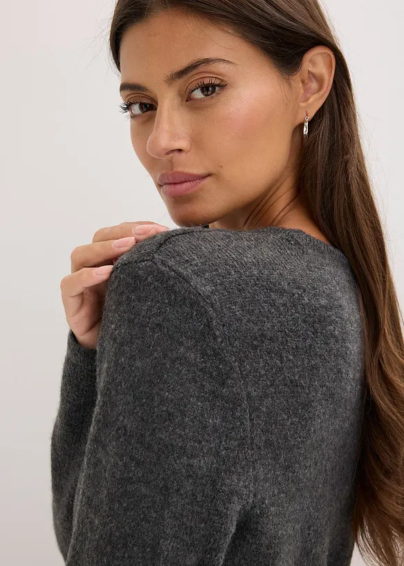 T-shirt manches longues en maille avec ceinture &agrave; nouer, bonprix