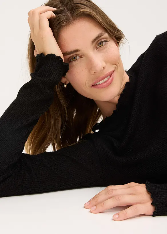 T-shirt côtelé en viscose majoritaire, bonprix