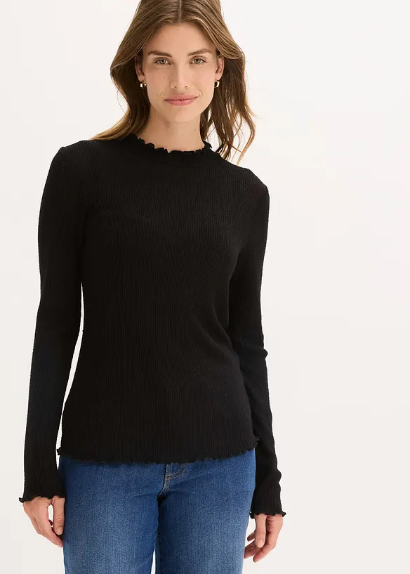 T-shirt côtelé en viscose majoritaire, bonprix