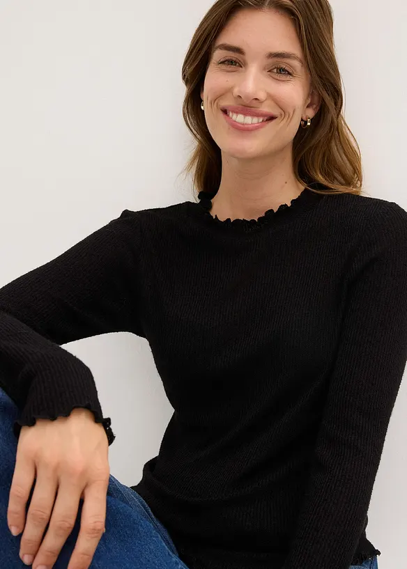 T-shirt côtelé en viscose majoritaire, bonprix