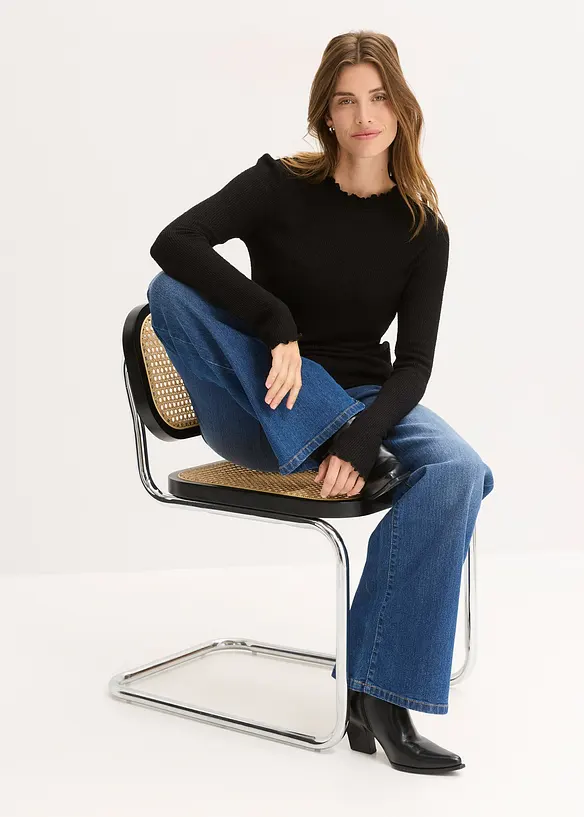 T-shirt côtelé en viscose majoritaire, bonprix