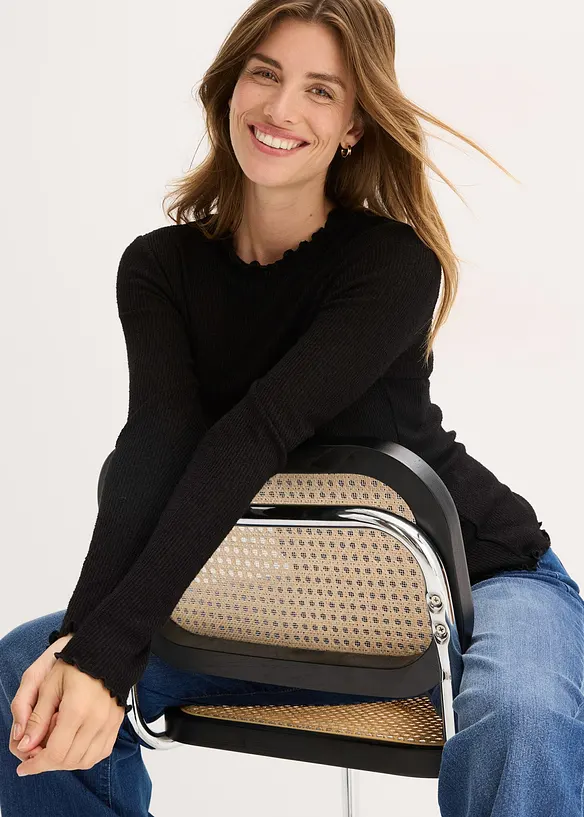 T-shirt côtelé en viscose majoritaire, bonprix