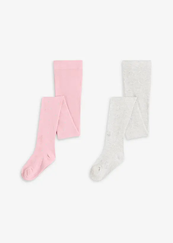 Lot de 2 collants pour enfant à pois brillants, bonprix