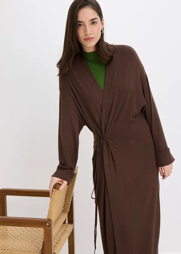 Long gilet en maille douce, viscose majoritaire, bonprix