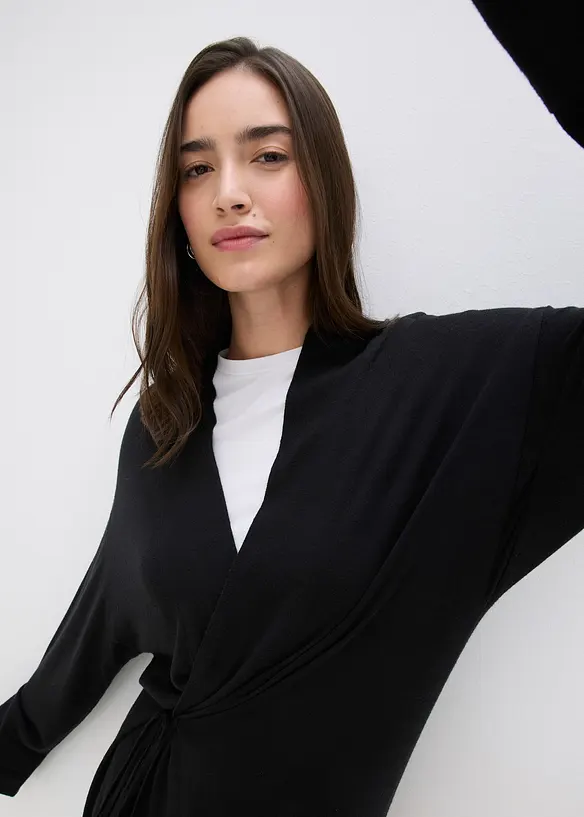 Long gilet en maille douce, viscose majoritaire, bonprix