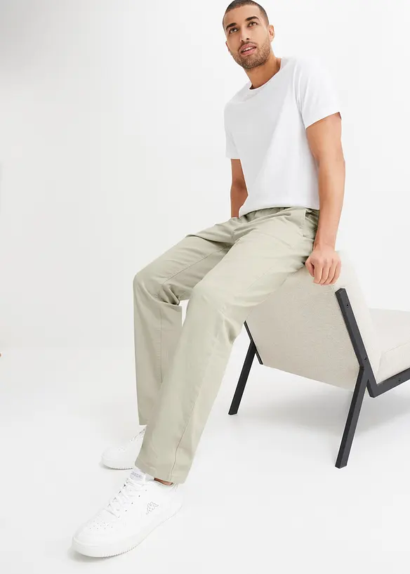 Pantalon chino en coton extensible, ample et droit, bonprix