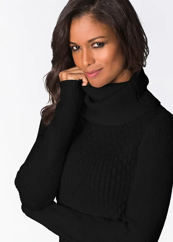 Robe pull ajustée à col boule, bonprix