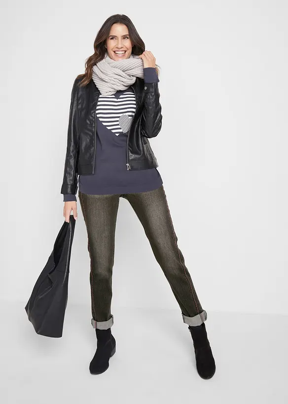 T-shirt manches longues, imprim&eacute;, bonprix