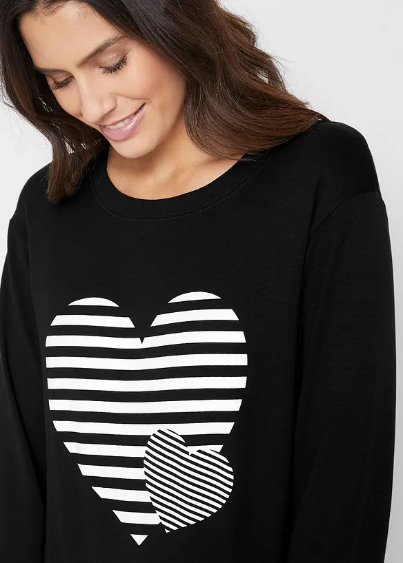 T-shirt manches longues, imprimé, bonprix