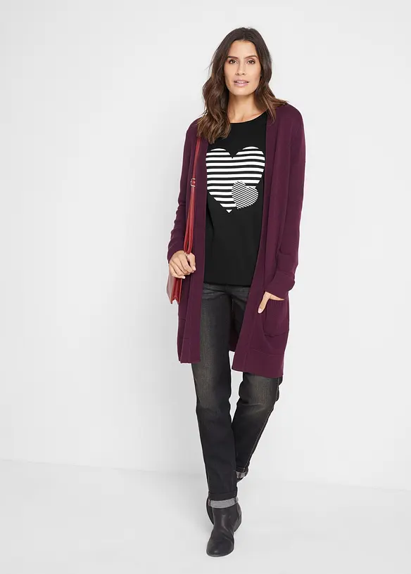 T-shirt manches longues, imprimé, bonprix