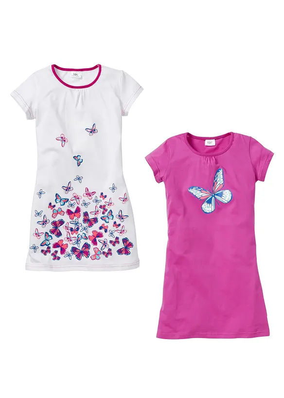Lot de 2 chemises de nuit 100% coton, bonprix