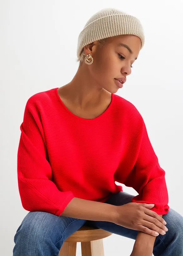 Pull côtelé oversize en viscose mélangée, bonprix
