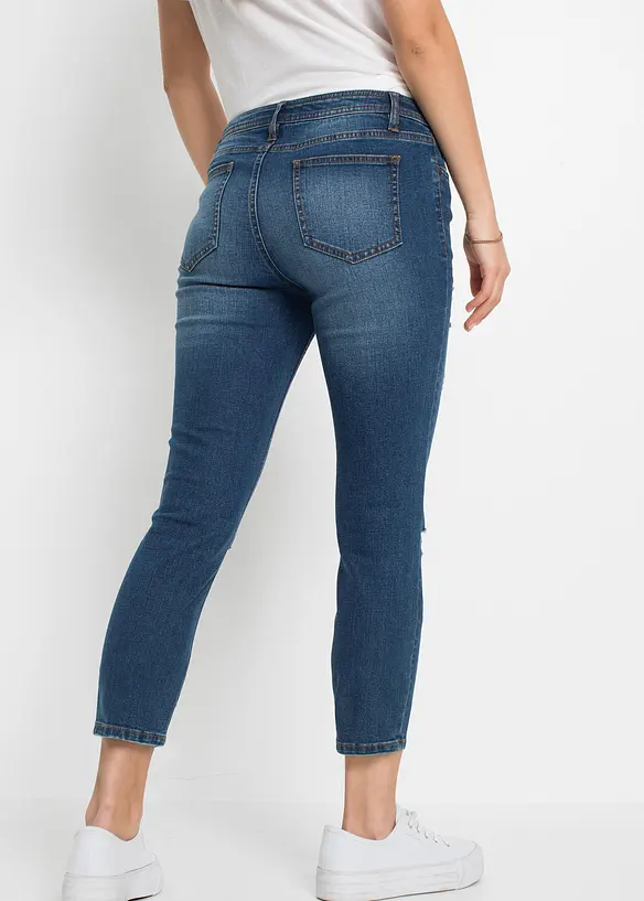 Jean skinny taille mi-haute, effets destroy, bonprix