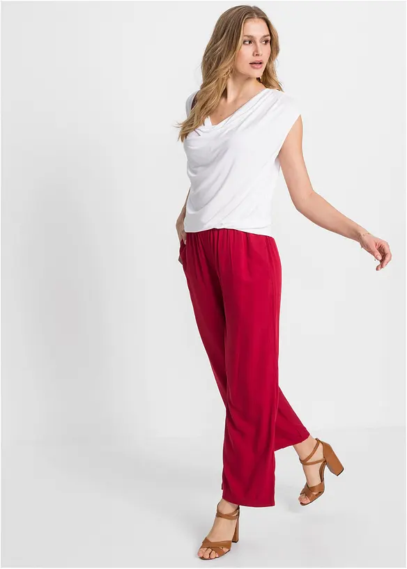 T-shirt col bénitier en viscose extensible, bonprix