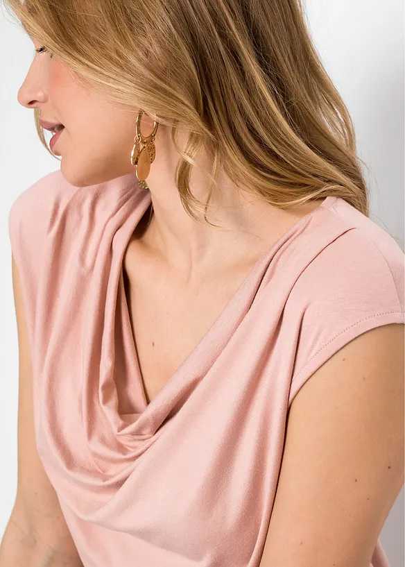 T-shirt col bénitier en viscose extensible, bonprix