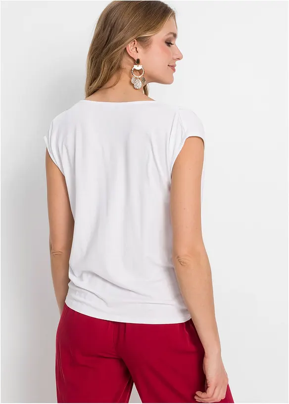 T-shirt col bénitier en viscose extensible, bonprix