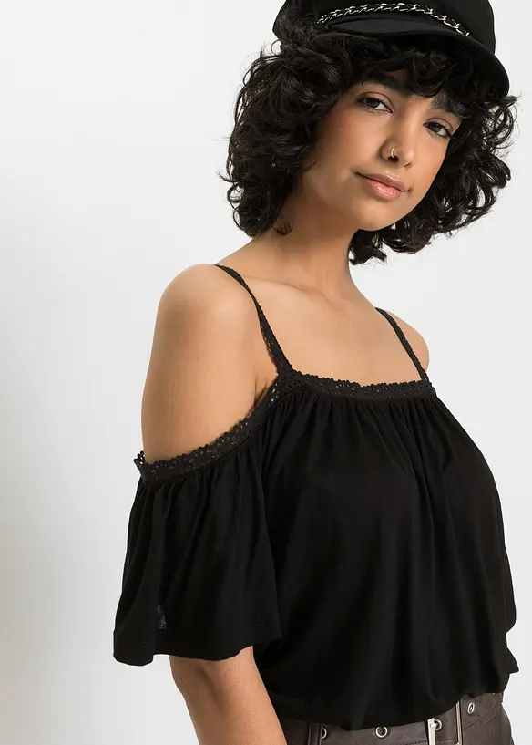 T-shirt à épaules dénudées en viscose douce, bonprix