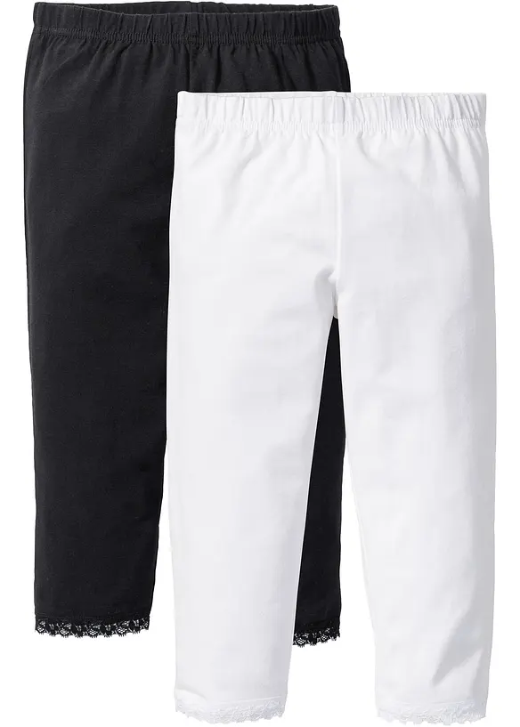 Lot de 2 leggings 3/4 fille en coton extensible, bonprix