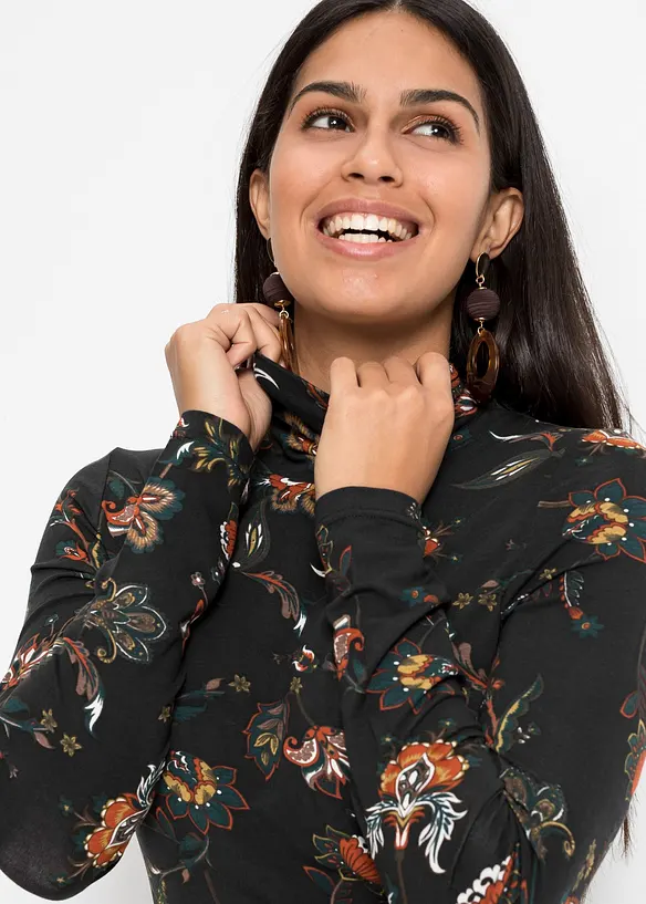 T-shirt manches longues à col roulé, bonprix