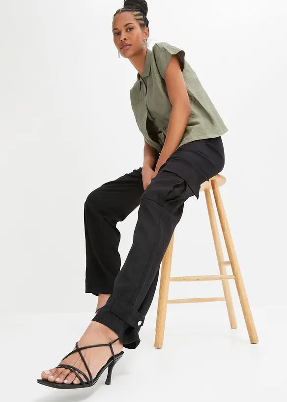 Pantalon cargo avec lin, bonprix
