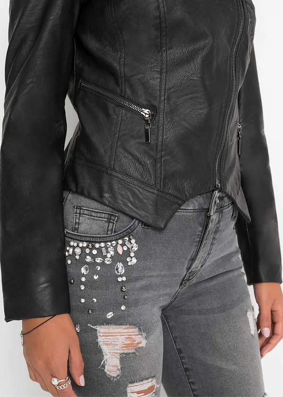 Blouson enduit à col châle, bonprix