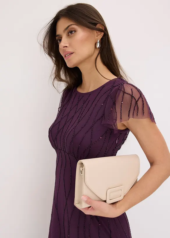 Robe longue en tulle avec perles brodées, bonprix