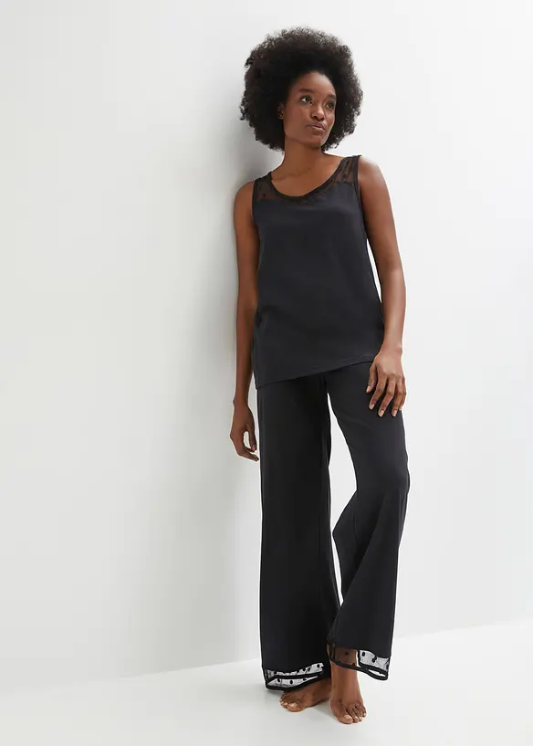 Pyjama &agrave; empi&egrave;cement en dentelle, bonprix