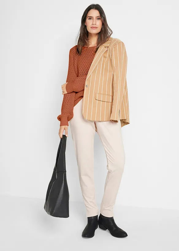 Pull en maille texturée de coton mélangé, bonprix