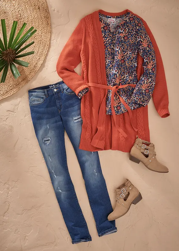 Tunique en jersey imprimée, manches longues, bonprix