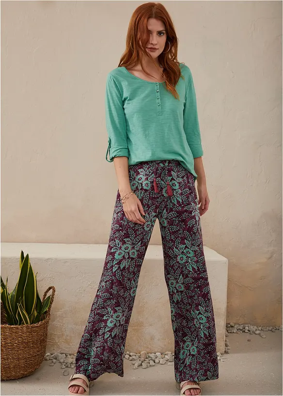 Pantalon palazzo en viscose fluide, bonprix