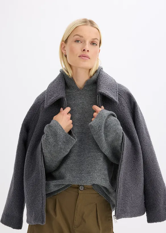 Pull en maille à capuche, bonprix