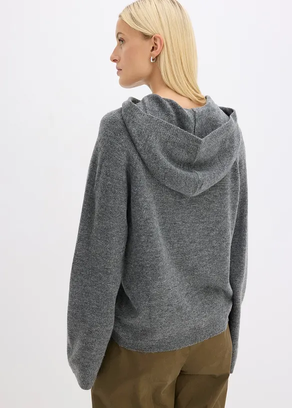 Pull en maille à capuche, bonprix