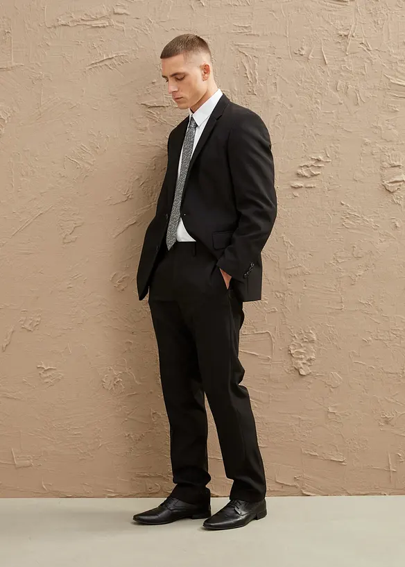 Costume 4 pièces : veste de costume, pantalon, chemise, cravate, bonprix