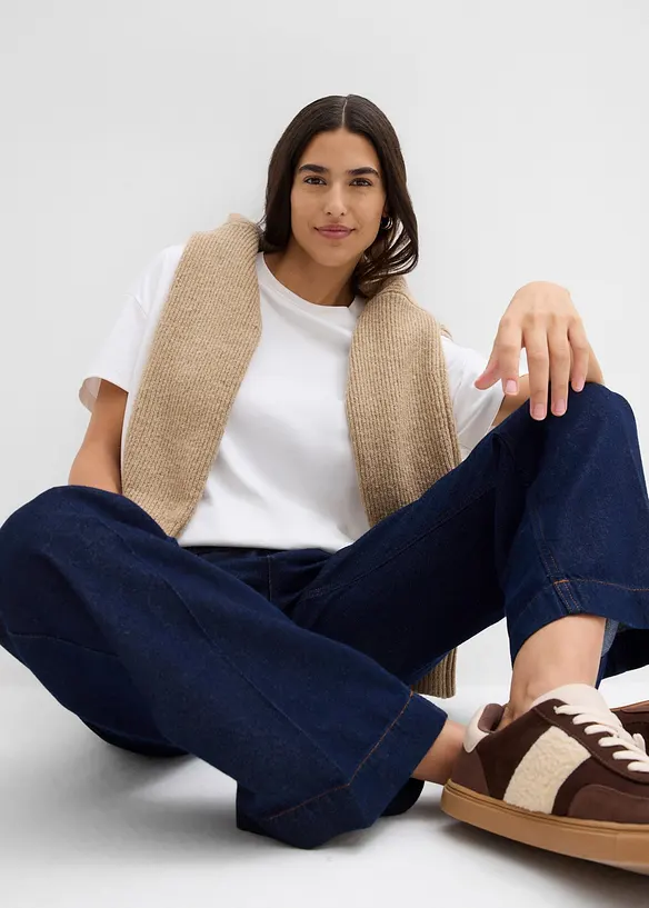 Jean large taille mi-haute avec ceinture, bonprix