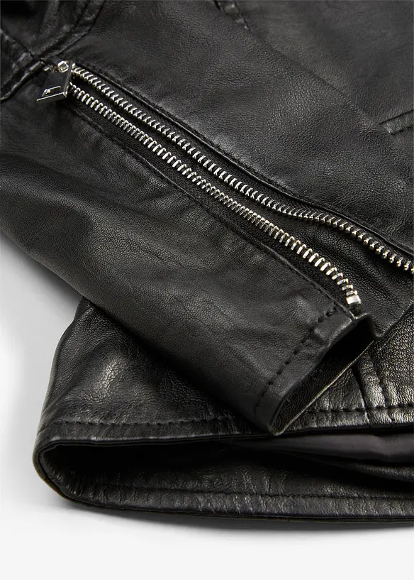 Veste biker en cuir nappa d&rsquo;agneau, bonprix