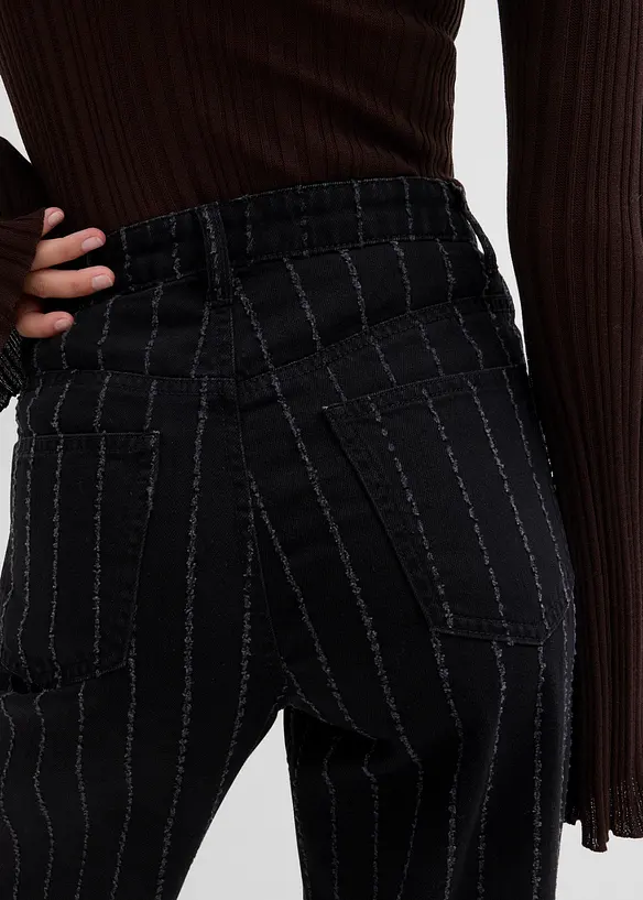 Jean large taille haute, effets destroy, bonprix