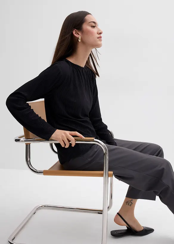 T-shirt manches longues texturé, bonprix