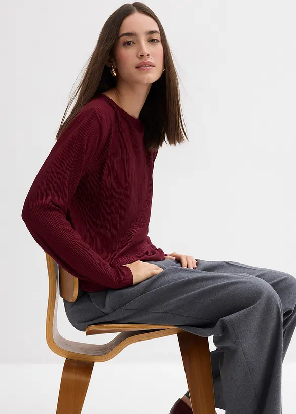 T-shirt manches longues texturé, bonprix