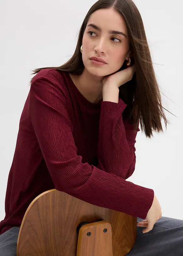 T-shirt manches longues texturé, bonprix