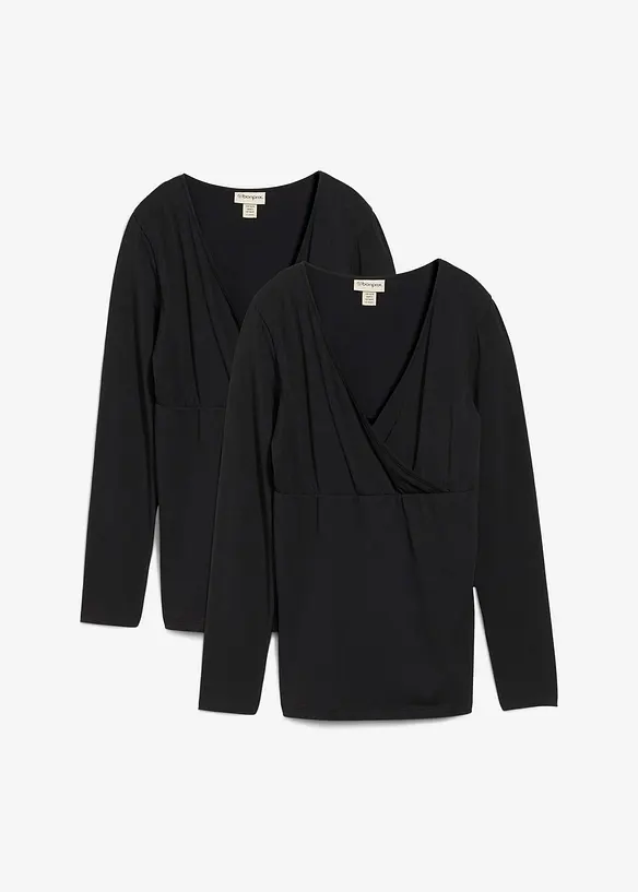 Lot de 2 T-shirts 2en1 de grossesse et d’allaitement, bonprix