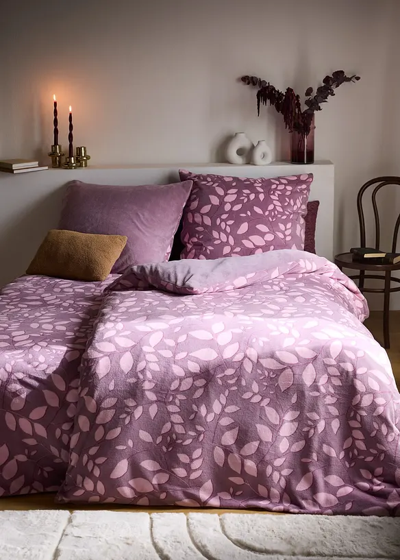 Parure de lit réversible toucher cachemire, motif floral, bonprix