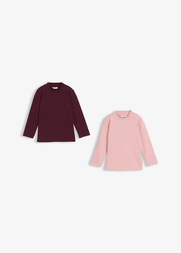 Lot de 2 T-shirts manches longues en coton extensible, bonprix