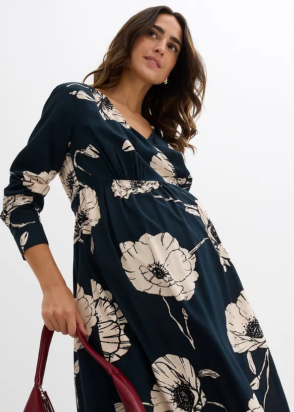 Robe longue de grossesse et d’allaitement, style portefeuille, bonprix