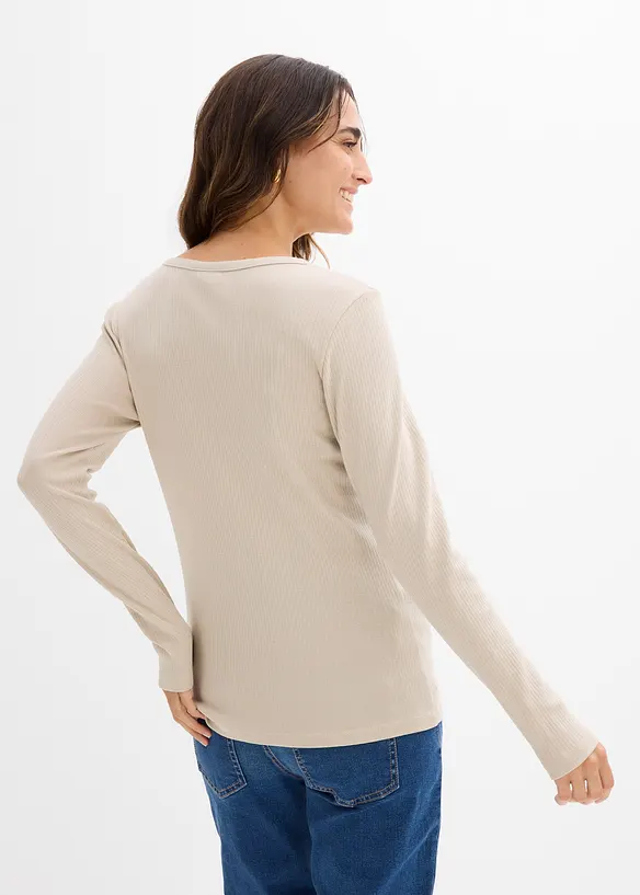 Lot de 2 T-shirts côtelés de grossesse 100% coton, bonprix