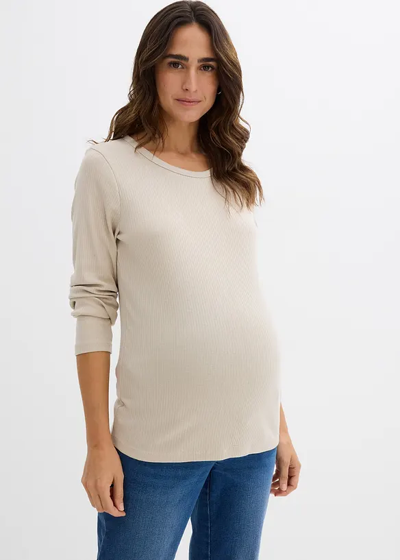 Lot de 2 T-shirts côtelés de grossesse 100% coton, bonprix